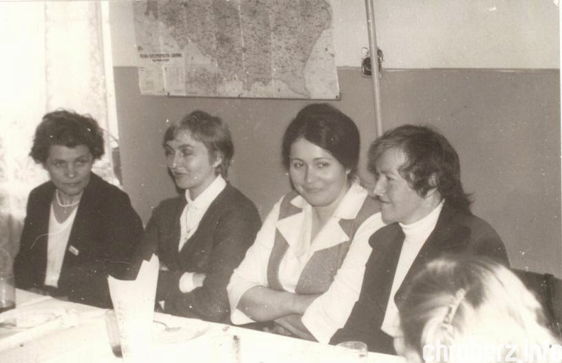 8 marca 1981r., od prawej - H.Owczarek, J.Michałkiewicz, J.Rogal, W.Grzywna. Źródło - Kronika 1977-1982, ZSR w Chrobrzu.jpg