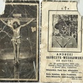 Obrazek z 1943 roku, na rewersie z nekrologiem Andrzeja Wesołowskiego oraz modlitwą